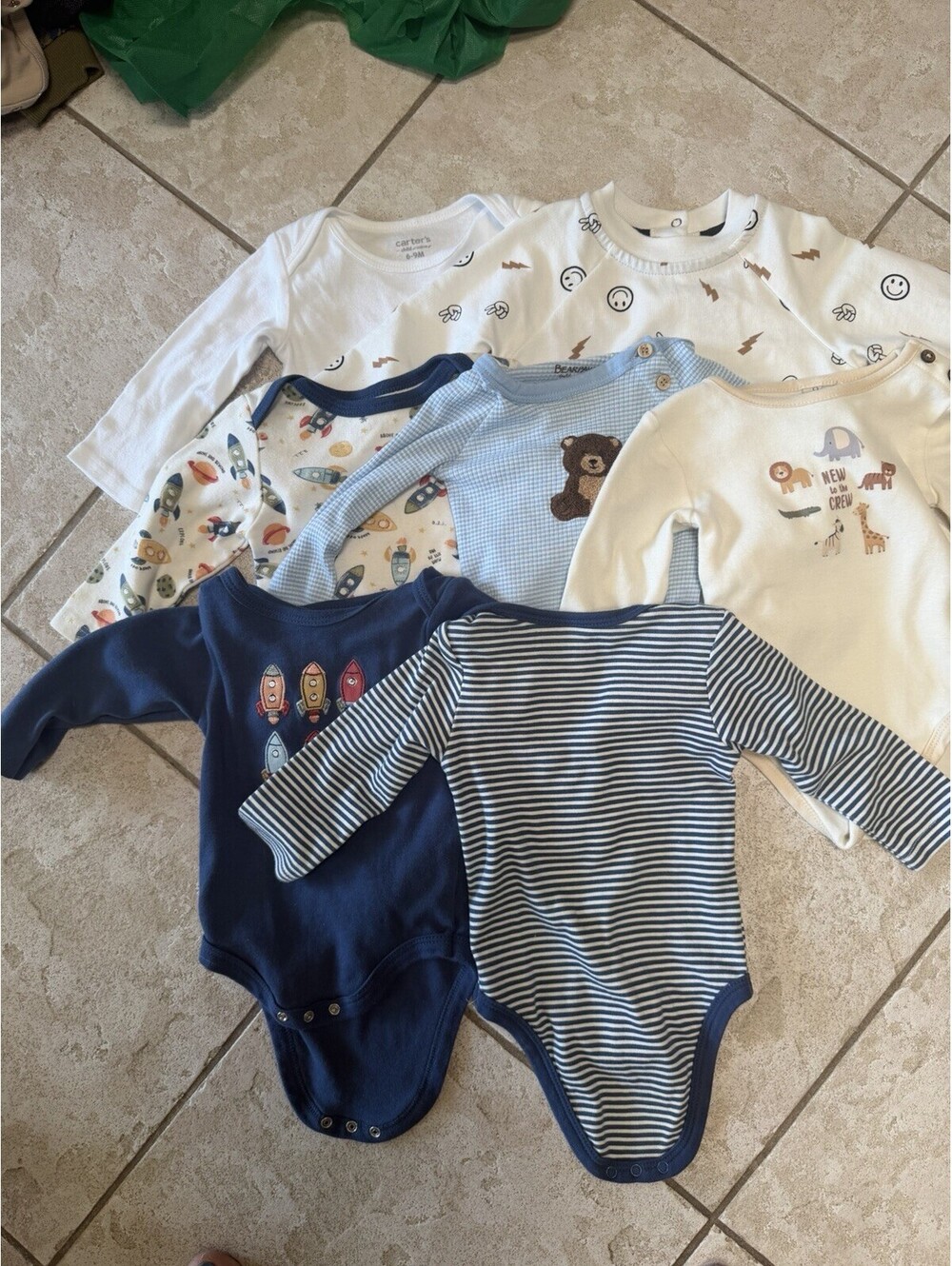 Lot Of Baby Boy 6-9 Months Long Sleeve One Pieces